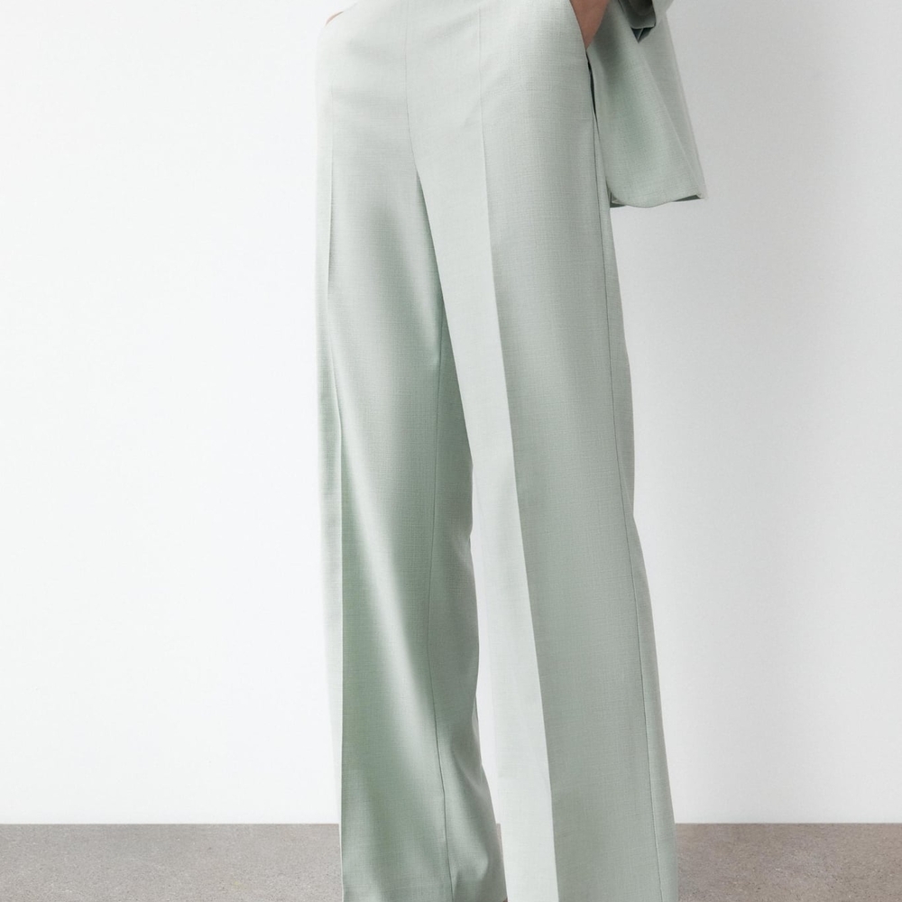 Zara Green Wide-Leg Pants - Picture 2 of 14